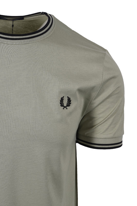 FRED PERRY TWIN TIPPED T-SHIRT SEAGRASS/BLACK