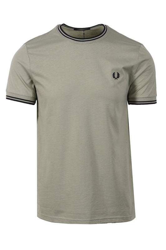 FRED PERRY TWIN TIPPED T-SHIRT SEAGRASS/BLACK