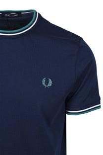 FRED PERRY TWIN TIPPED T-SHIRT TENNIS BLUE/SNOW WHITE/TEAL Fred Perry
