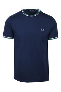 FRED PERRY TWIN TIPPED T-SHIRT TENNIS BLUE/SNOW WHITE/TEAL Fred Perry