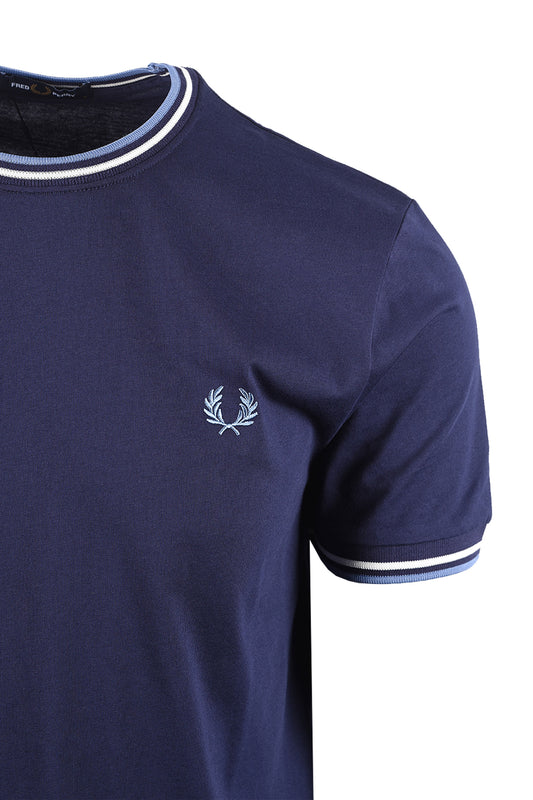 FRED PERRY TWIN TIPPED T-SHIRT TWILIGHT NAVY/ECRU/ACE BLUE