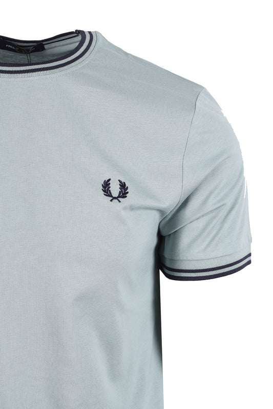 FRED PERRY TWIN TIPPED T-SHIRT silver blue/dark airforce Fred Perry Michael Stewart Menswear  T-Shirts