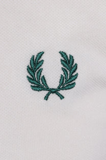 FRED PERRY TWIN TIPPED POLO SHIRT SNOW WHITE/TRACK BLUE/SPORT GREEN Fred Perry