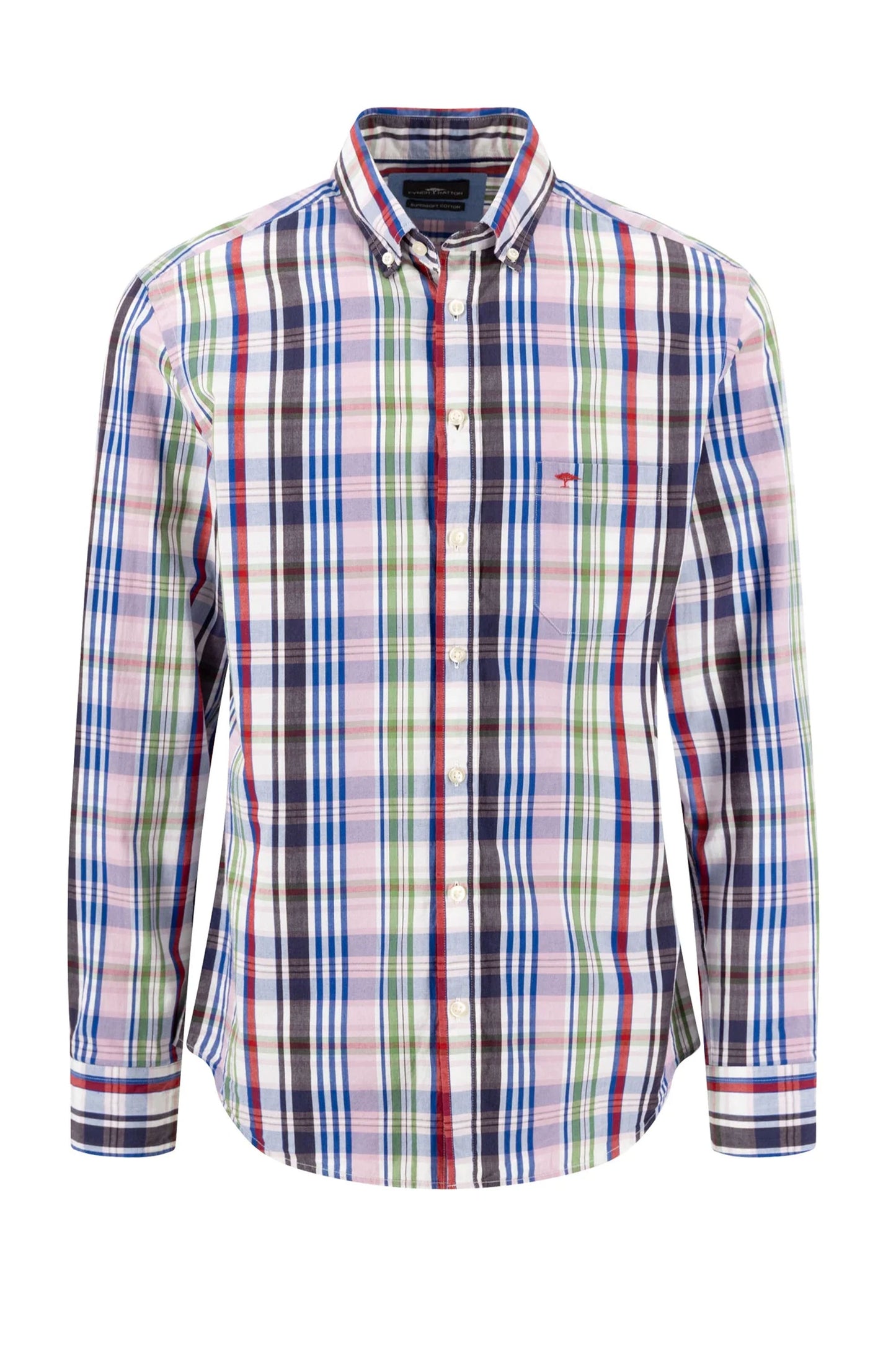 FYNCH-HATTON LONG SLEEVED SHIRT CRANBERRY RED CHECK