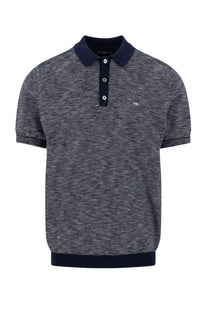 FYNCH-HATTON COTTON LINEN STRIPED POLO NAVY Fynch-Hatton