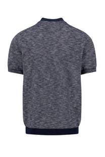 FYNCH-HATTON COTTON LINEN STRIPED POLO NAVY Fynch-Hatton
