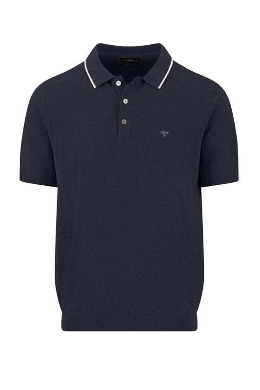 FYNCH-HATTON KNITTED POLO SHIRT NAVY
