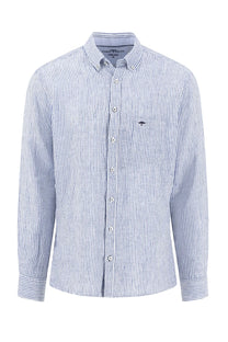 FYNCH-HATTON LONG SLEEVED LINEN SHIRT HARBOUR BLUE STRIPE Fynch-Hatton