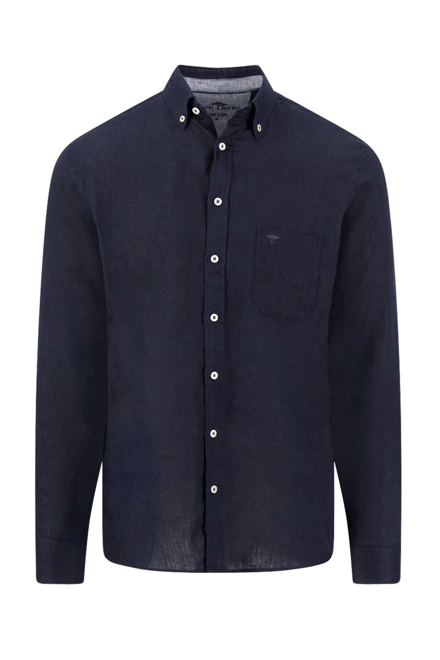 FYNCH-HATTON LONG SLEEVED LINEN SHIRT NAVY