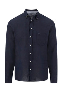 FYNCH-HATTON LONG SLEEVED LINEN SHIRT NAVY Fynch-Hatton