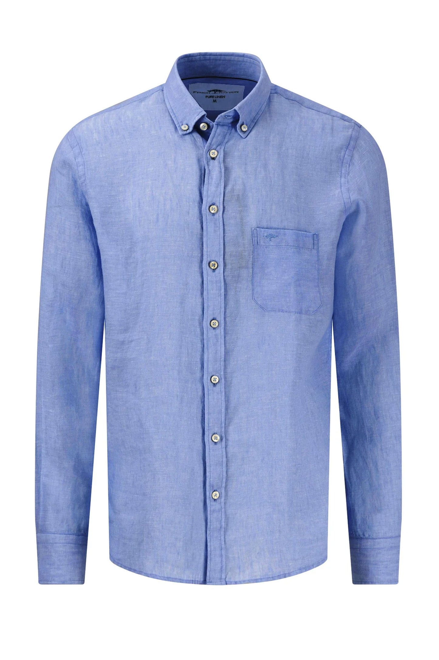 FYNCH-HATTON LONG SLEEVED LINEN SHIRT STRONG BLUE