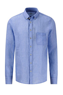 FYNCH-HATTON LONG SLEEVED LINEN SHIRT STRONG BLUE Fynch-Hatton