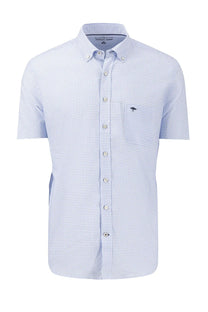 FYNCH-HATTON SHORT SLEEVED OXFORD SHIRT BLUE CHECK Fynch-Hatton