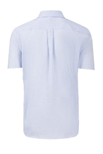 FYNCH-HATTON SHORT SLEEVED OXFORD SHIRT BLUE CHECK Fynch-Hatton