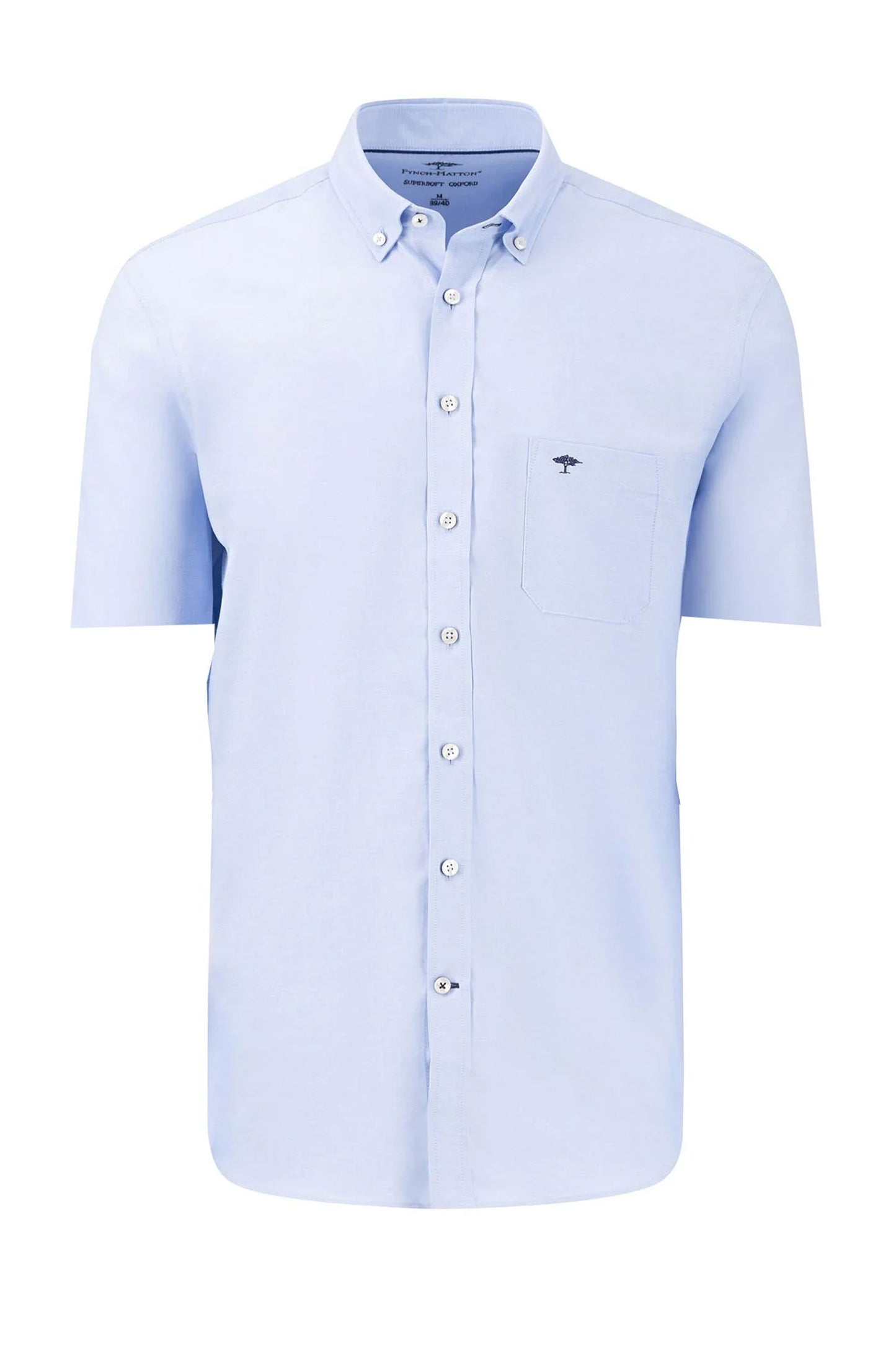 FYNCH-HATTON SHORT SLEEVED OXFORD SHIRT LIGHT BLUE