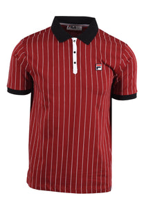 Fila Vintage FILA BB1 CLASSIC STRIPED POLO SUNDRIED TOMATO/ BLACK Fila Vintage Michael Stewart Menswear  Polo Shirts