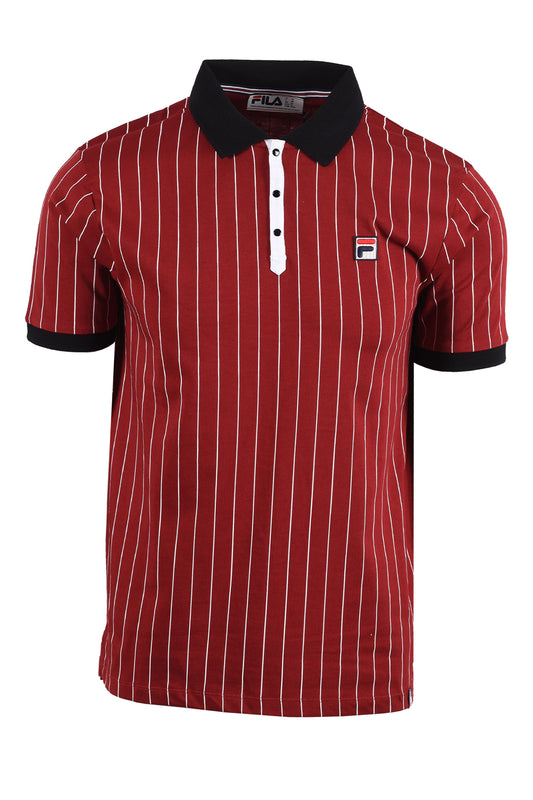 Fila Vintage FILA BB1 CLASSIC STRIPED POLO SUNDRIED TOMATO/ BLACK Fila Vintage Michael Stewart Menswear  Polo Shirts
