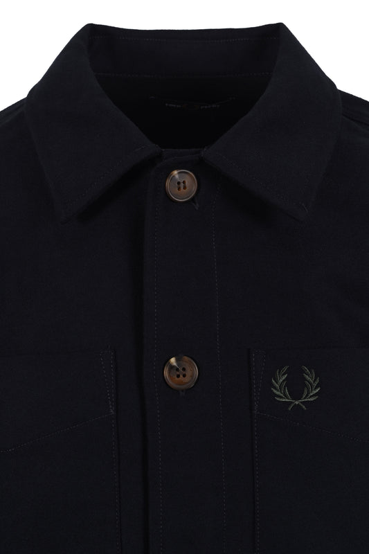 Fred Perry Brushed Twill Overshirt Black