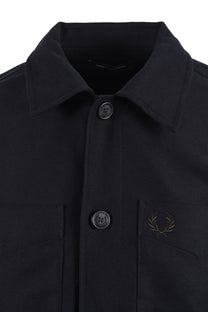 Fred Perry Brushed Twill Overshirt Black Fred Perry Michael Stewart Menswear  Shirts
