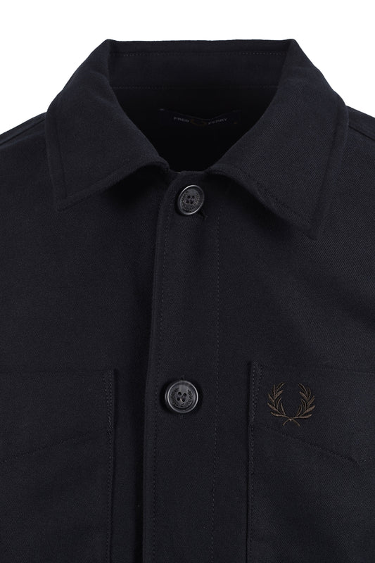Fred Perry Brushed Twill Overshirt Black Fred Perry Michael Stewart Menswear  Shirts
