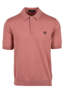 Fred Perry Cotton Knitted Polo Putty Pink Fred Perry