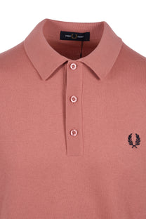 Fred Perry Cotton Knitted Polo Putty Pink Fred Perry