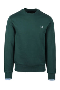 Fred Perry Crew Neck Sweatshirt Sport Green/Track Blue Fred Perry