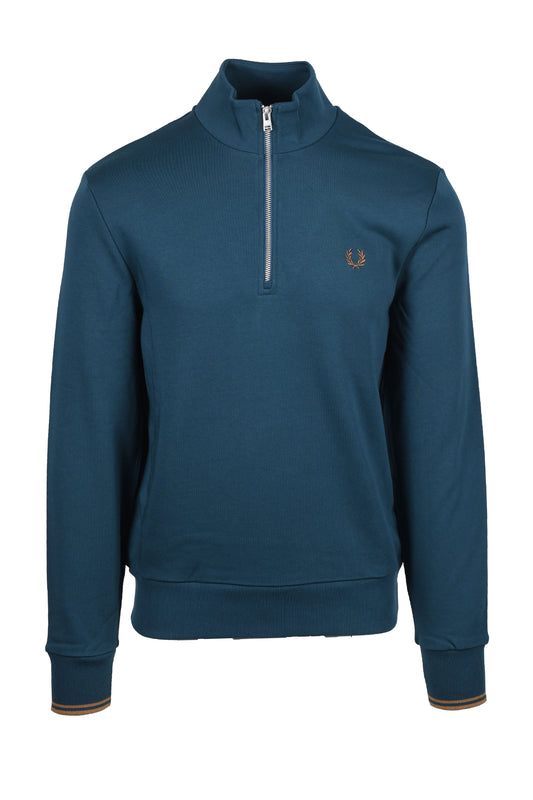 Fred Perry Half Zip Sweatshirt Dark Petrol/Shaded Stone