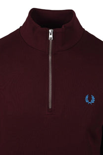 Fred Perry Half Zip Sweatshirt Oxblood/Ecru/Court Blue Fred Perry