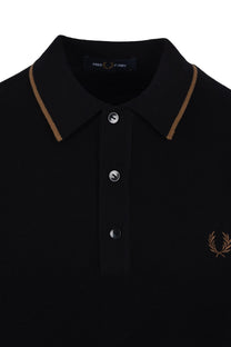 Fred Perry Pique Knitted Polo Black Fred Perry