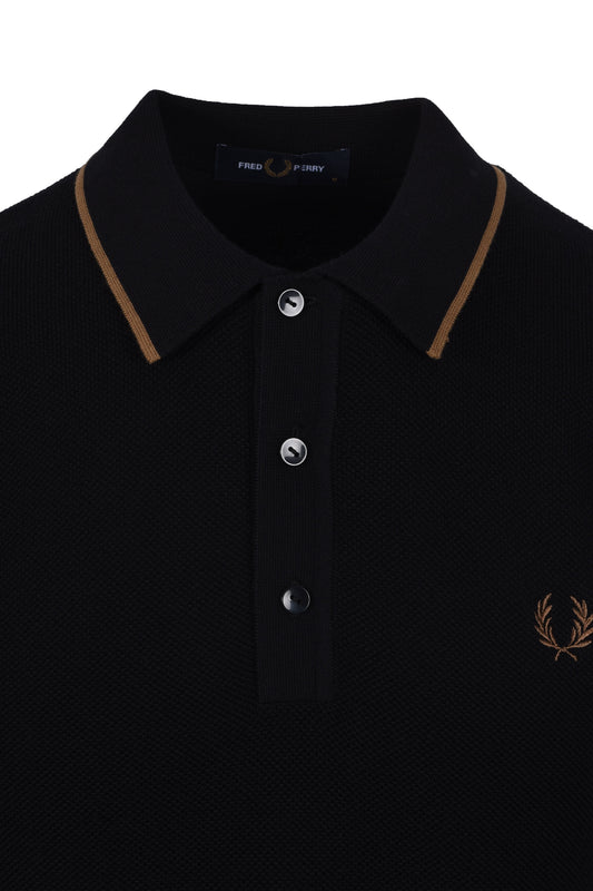 Fred Perry Pique Knitted Polo Black