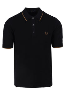 Fred Perry Pique Knitted Polo Black Fred Perry