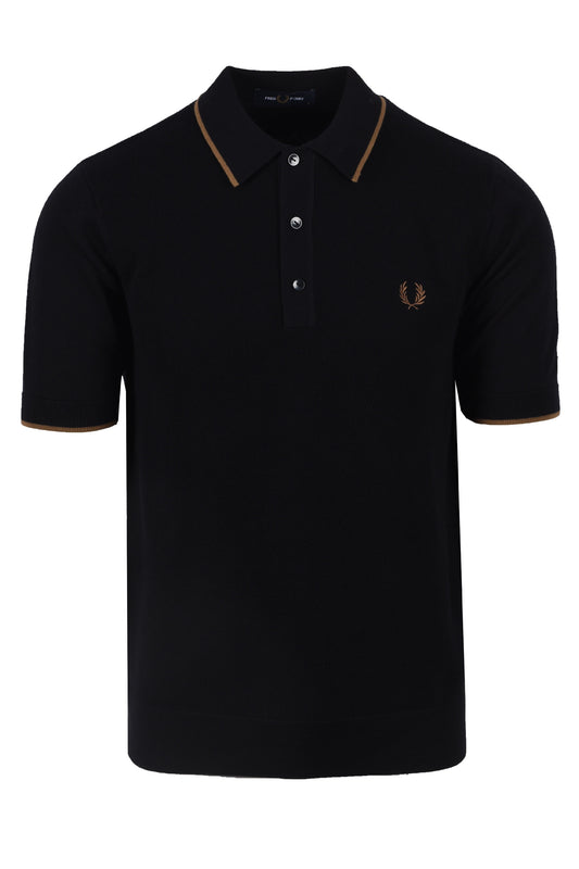 Fred Perry Pique Knitted Polo Black