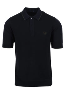 Fred Perry Pique Knitted Polo Navy Fred Perry