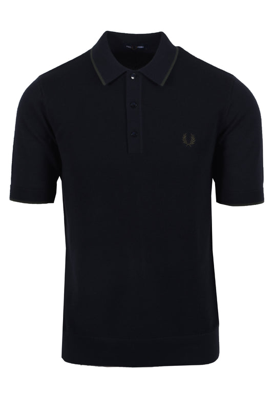Fred Perry Pique Knitted Polo Navy