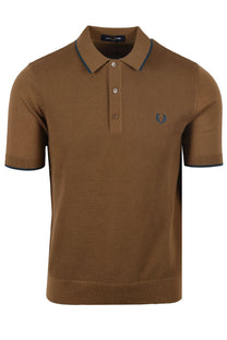 Fred Perry Pique Knitted Polo Shaded Stone Fred Perry