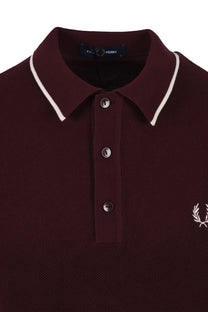 Fred Perry Pique Knitted Polo Shirt Oxblood Fred Perry