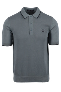 Fred Perry Pique Knitted Polo Stockport Blue Fred Perry