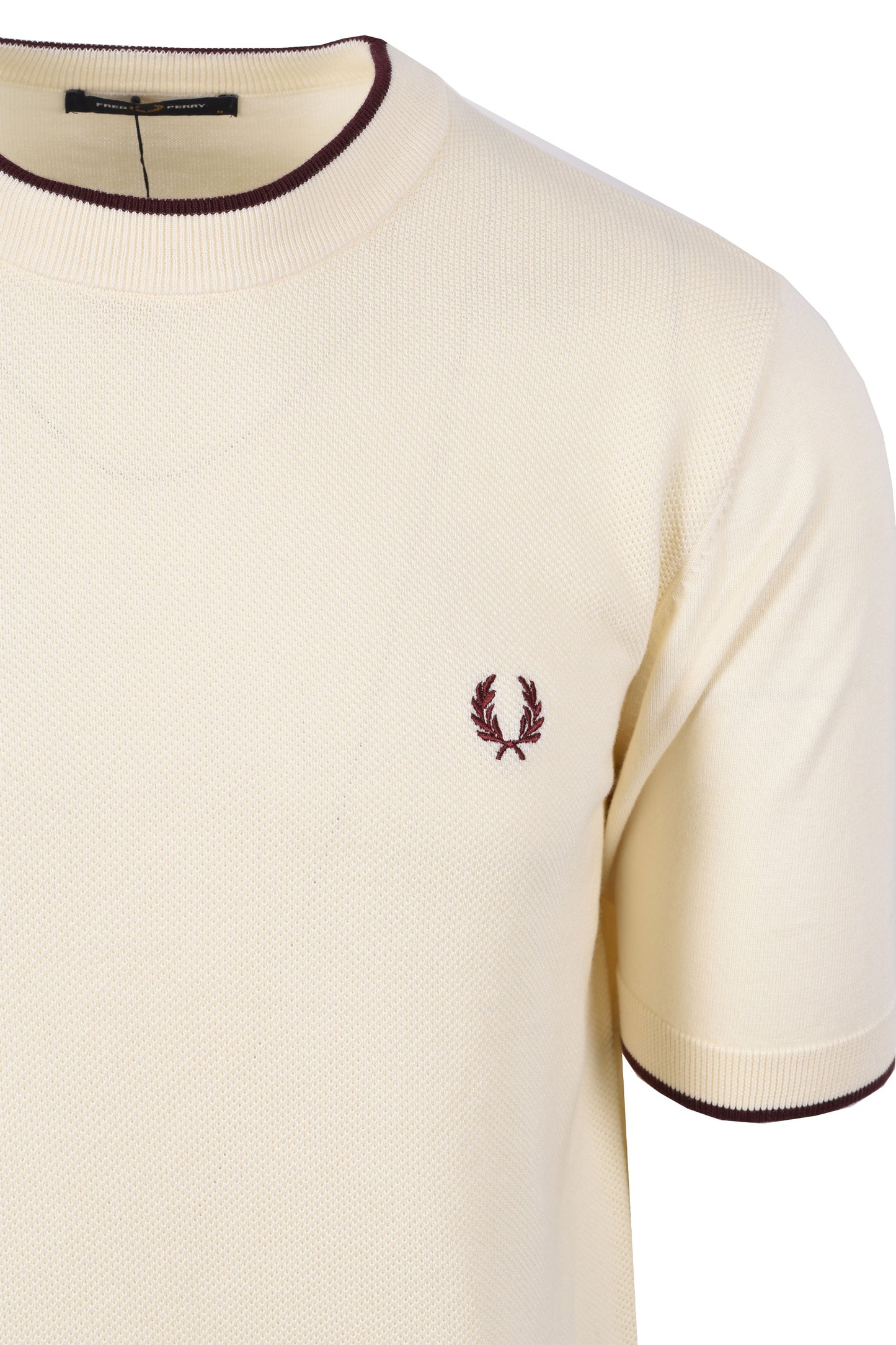 Fred Perry Pique Stitch Knitted T-Shirt Ecru