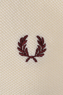 Fred Perry Pique Stitch Knitted T-Shirt Ecru Fred Perry