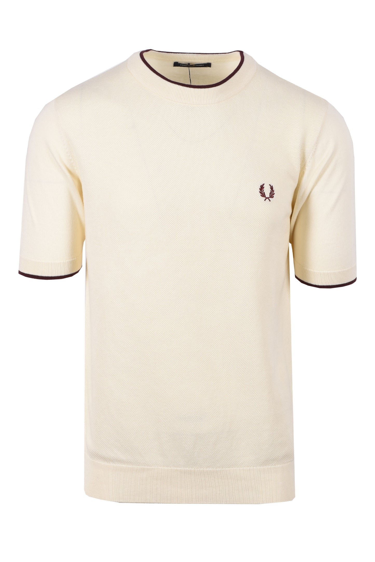 Fred Perry Pique Stitch Knitted T-Shirt Ecru