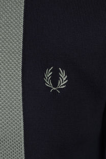 Fred Perry Stripe Knitted Polo Shirt Dark Airforce Fred Perry