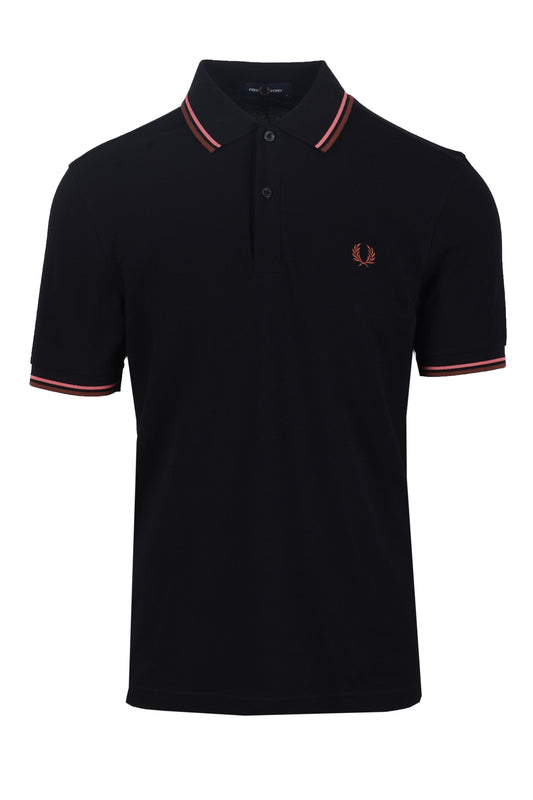 Fred Perry Twin Tipped Polo Black/Putty Pink/Whisky