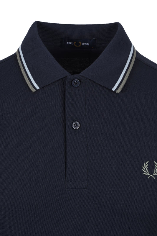 Fred Perry Twin Tipped Polo Dark Airforce/Lilac/Bayleaf