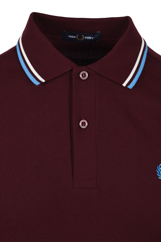 Fred Perry Twin Tipped Polo Oxblood/Ecru/Court Blue