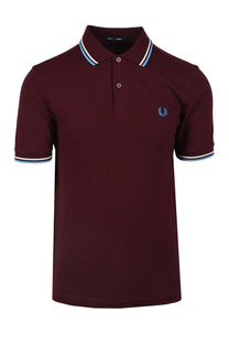 Fred Perry Twin Tipped Polo Oxblood/Ecru/Court Blue Fred Perry