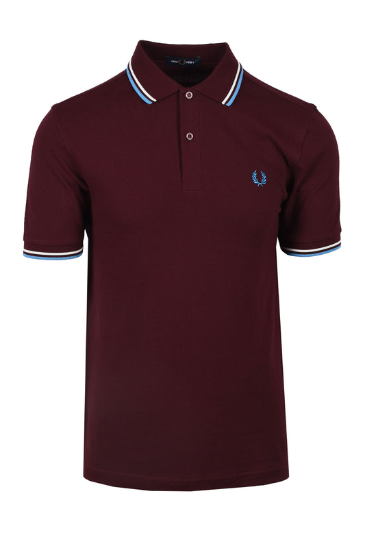 Fred Perry Twin Tipped Polo Oxblood/Ecru/Court Blue