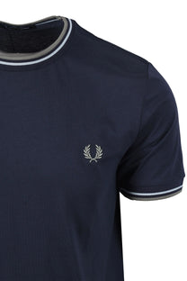 Fred Perry Twin Tipped T-Shirt Dark Airforce/Lilac/Bayleaf Fred Perry
