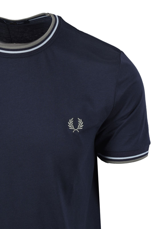 Fred Perry Twin Tipped T-Shirt Dark Airforce/Lilac/Bayleaf