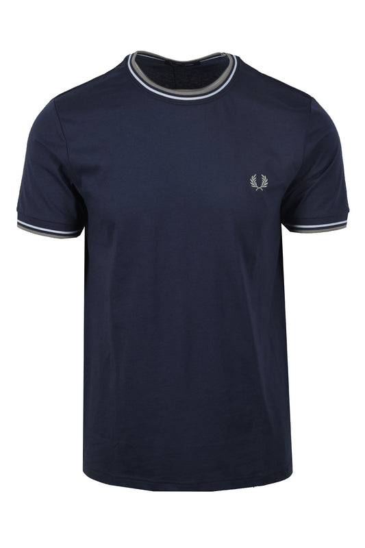Fred Perry Twin Tipped T-Shirt Dark Airforce/Lilac/Bayleaf